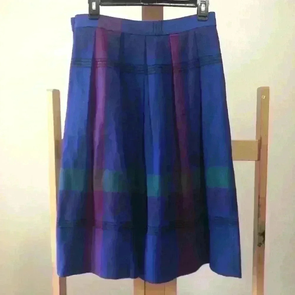 Vintage Diane Von Furstenberg Plaid Pencil Wool Skirt Secretary DVF 27” Waist - Picture 2 of 4